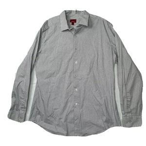 Alfani Slim Fit Stretch‎ Mens Large 16-16.5 34-35 Geometric Print Dress Shirt